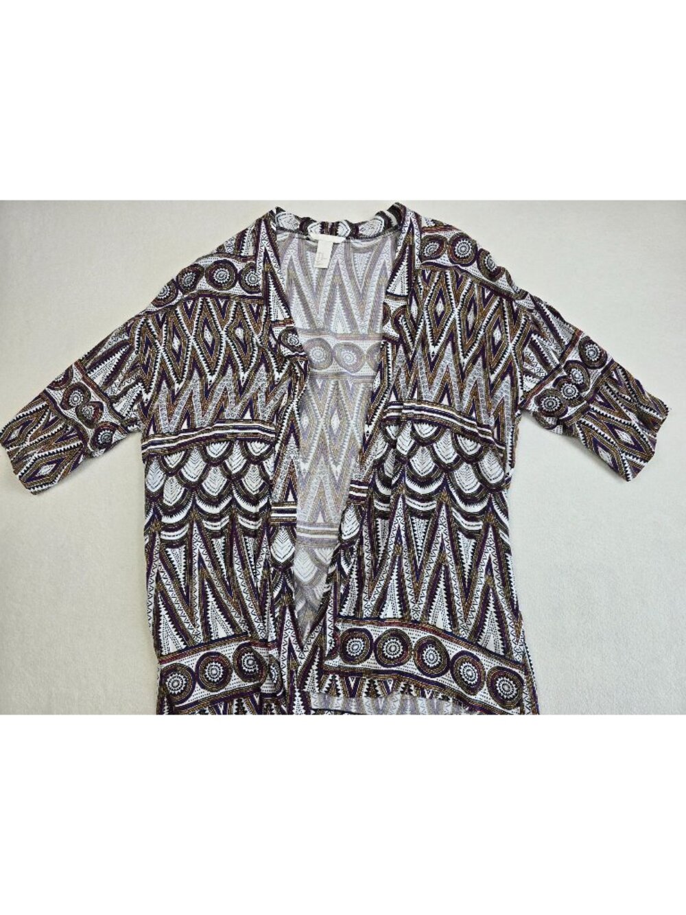 H&M Womens XS Open Front Boho Tribal Patterned Cardigan Kimono